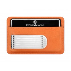 Porta Carte di Credito/Baionetta - Vitello Orange (Rigato)